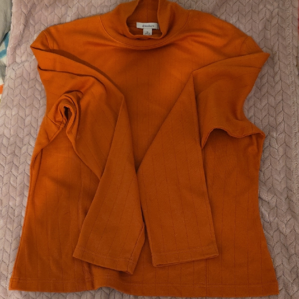 dressbarn Orange Ribbed Mock Neck Sweater